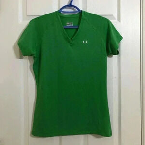 Under Armour  Green V-Neck Workout Shirt Small